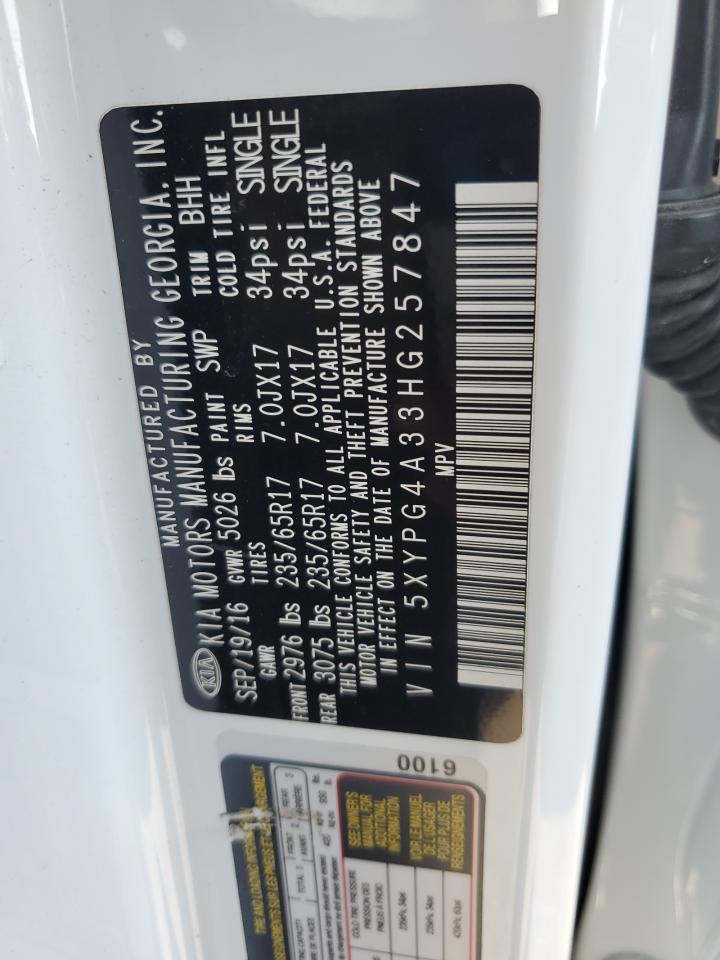 2017 Kia Sorento Lx VIN: 5XYPG4A33HG257847 Lot: 71185425