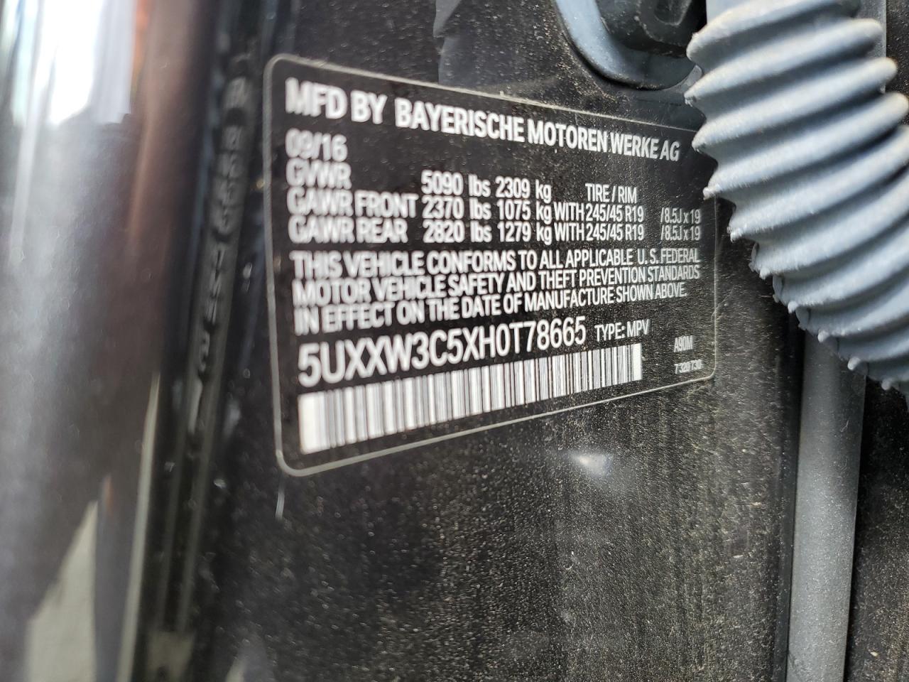 2017 BMW X4 xDrive28I VIN: 5UXXW3C5XH0T78665 Lot: 84016115