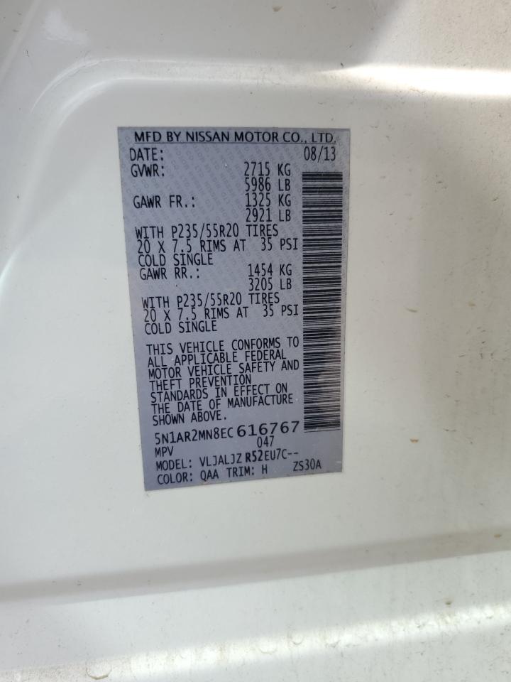 2014 Nissan Pathfinder S VIN: 5N1AR2MN8EC616767 Lot: 81913395