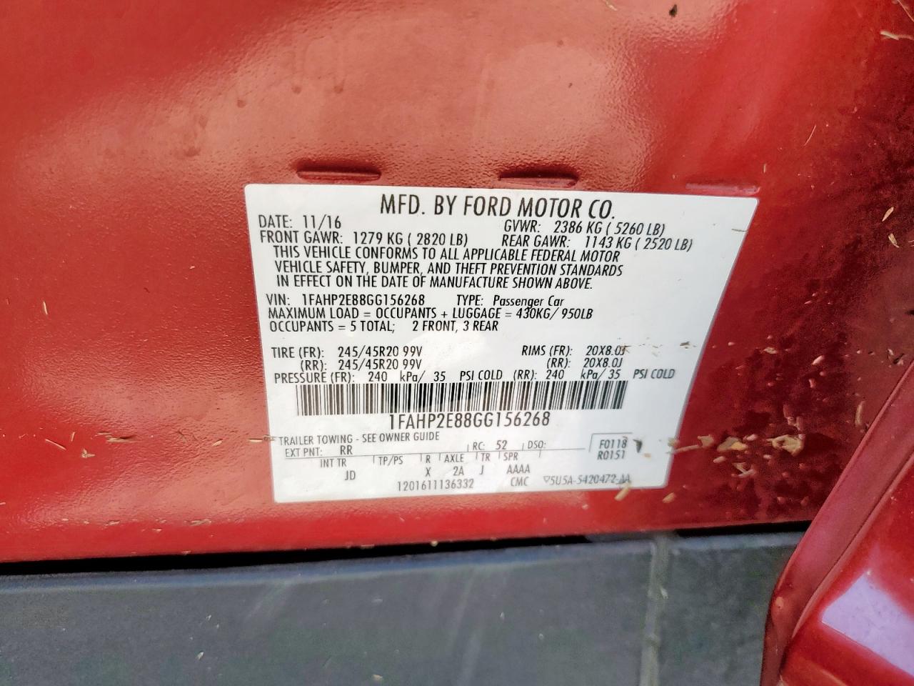 2016 Ford Taurus Sel VIN: 1FAHP2E88GG156268 Lot: 71326015