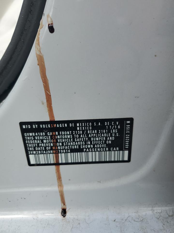 2017 Volkswagen Jetta S VIN: 3VW2B7AJ9HM279814 Lot: 83836165