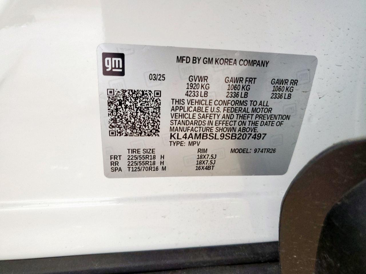 2025 Buick Encore Gx Preferred VIN: KL4AMBSL9SB207497 Lot: 84265685