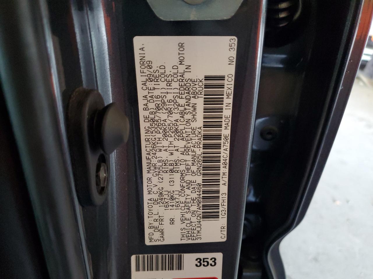 2010 Toyota Tacoma Double Cab Prerunner VIN: 3TMJU4GN7AM094460 Lot: 81854715