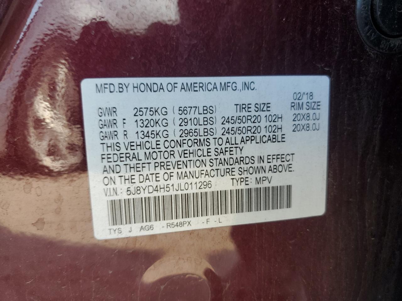 2018 Acura Mdx Technology VIN: 5J8YD4H51JL011296 Lot: 81406445