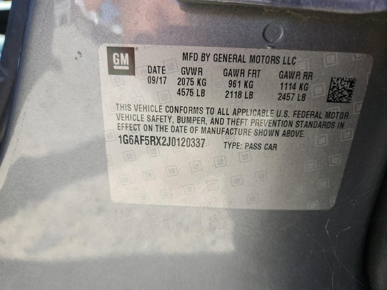 2018 Cadillac Ats Luxury VIN: 1G6AF5RX2J0120337 Lot: 71729255