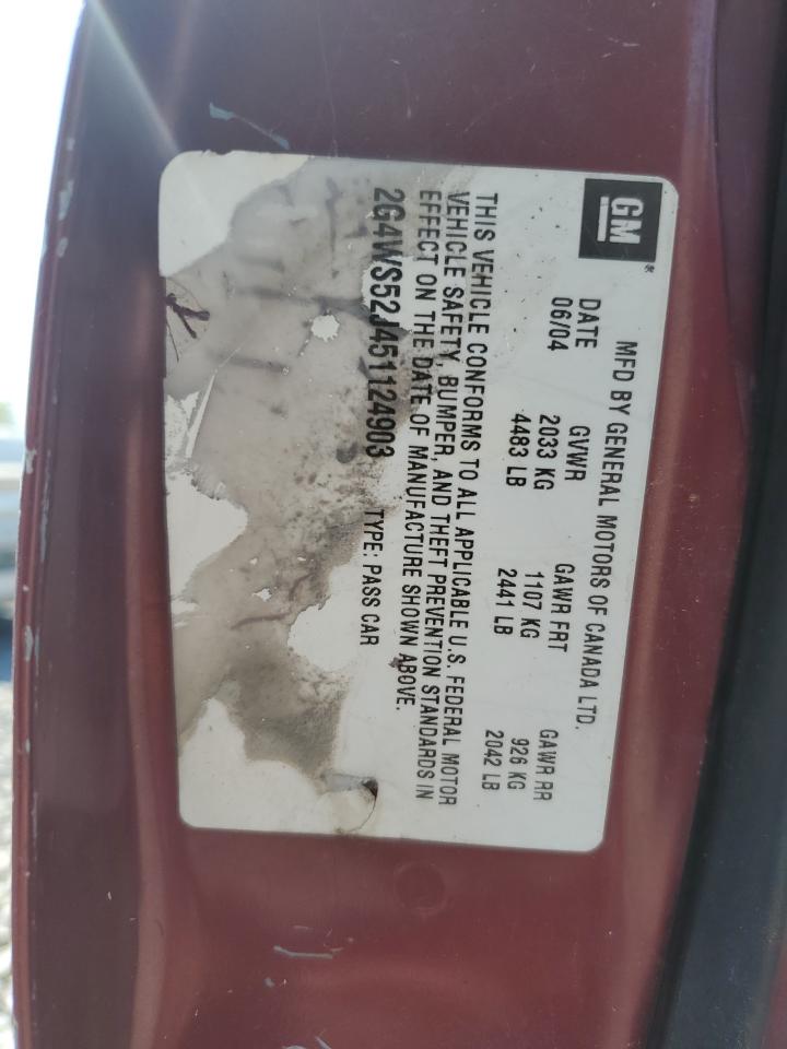 2005 Buick Century Custom VIN: 2G4WS52J451124903 Lot: 71875725