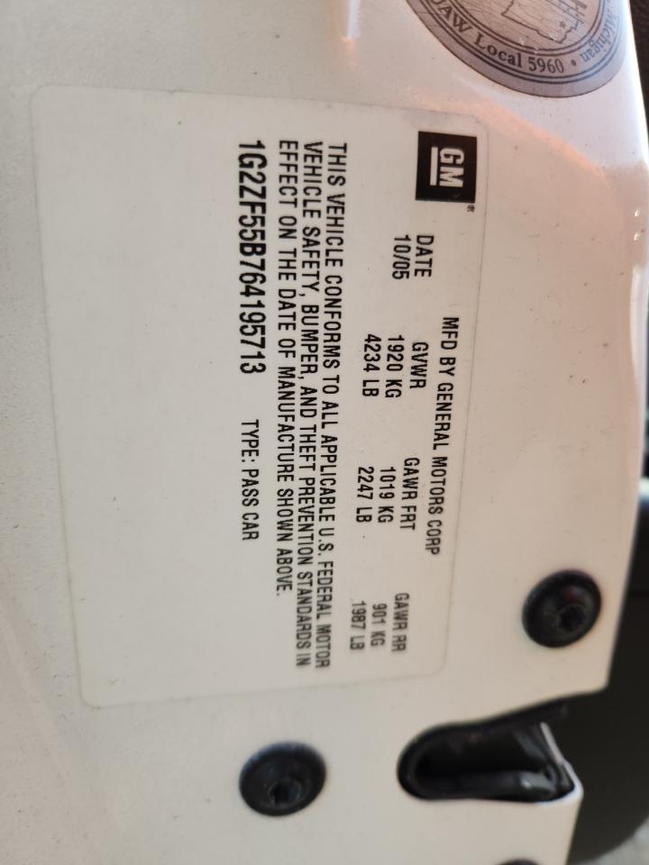 2006 Pontiac G6 Se VIN: 1G2ZF55B764195713 Lot: 80301775