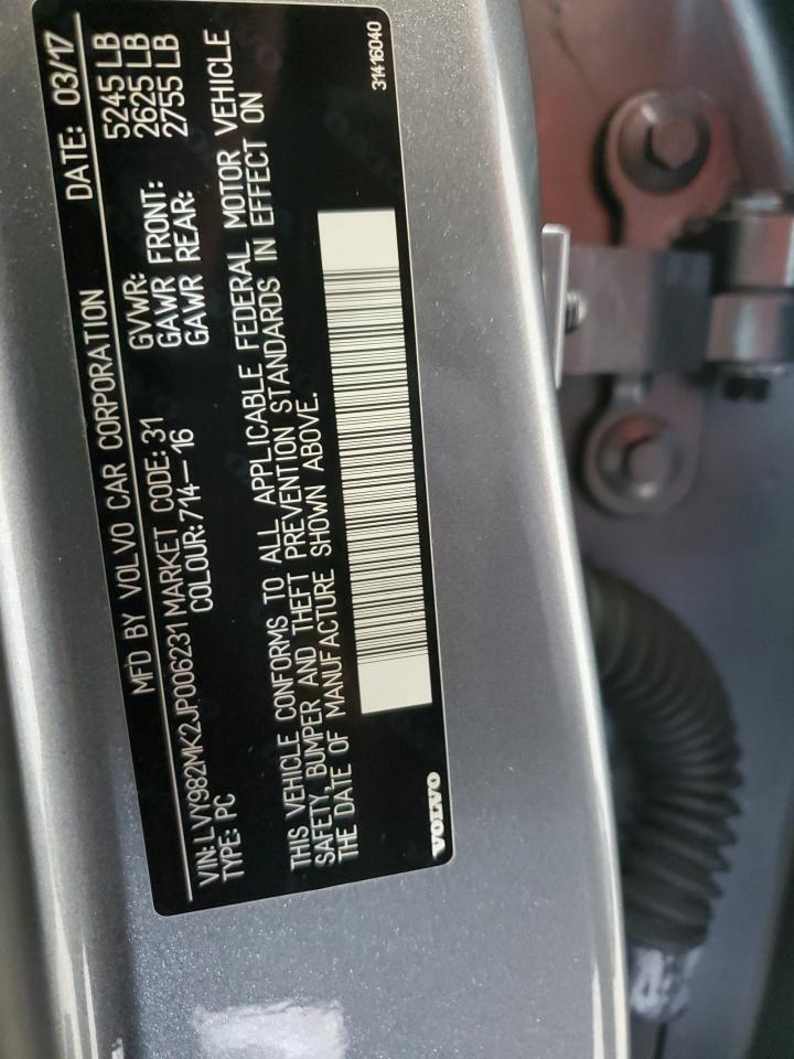 2018 Volvo S90 T5 Momentum VIN: LVY982MK2JP006231 Lot: 80501735