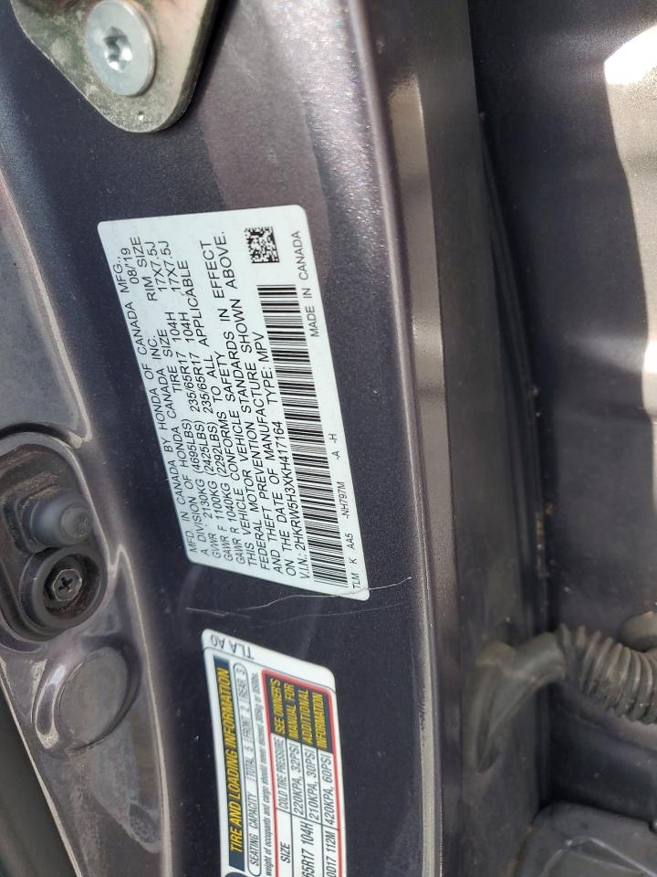 2019 Honda Cr-V Lx VIN: 2HKRW5H3XKH417164 Lot: 81550055