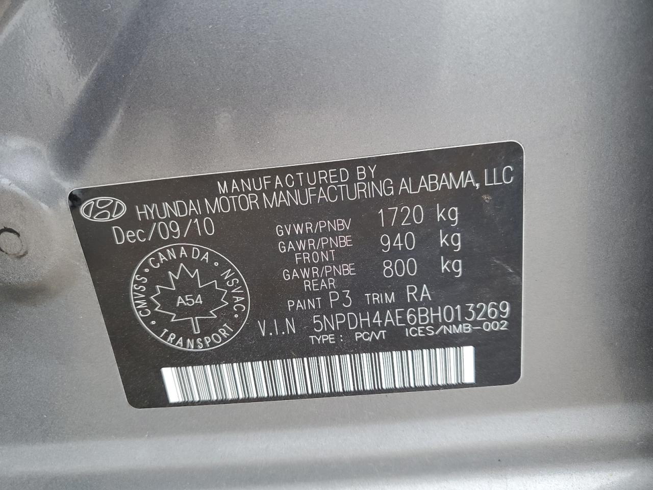 2011 Hyundai Elantra Gls VIN: 5NPDH4AE6BH013269 Lot: 81193615