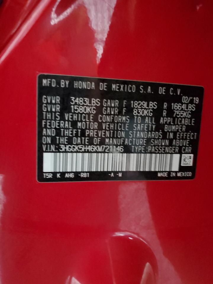 2019 Honda Fit Lx VIN: 3HGGK5H46KM721146 Lot: 83993225