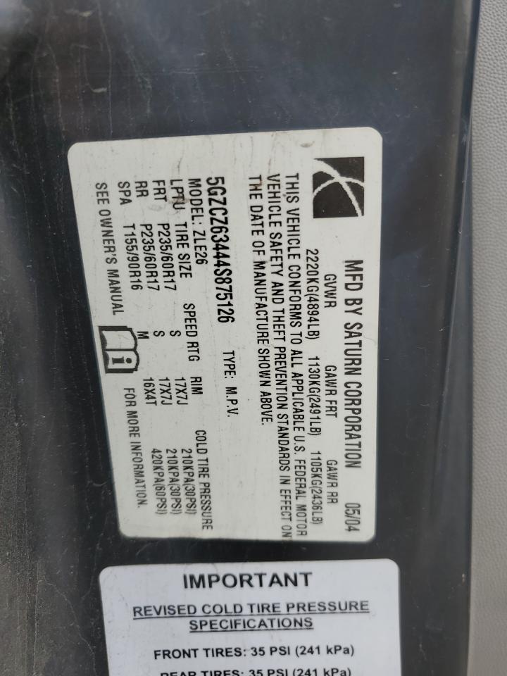 2004 Saturn Vue VIN: 5GZCZ63444S875126 Lot: 84409705