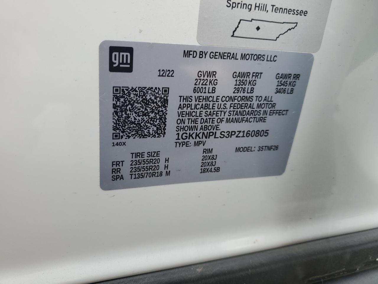 2023 GMC Acadia Denali VIN: 1GKKNPLS3PZ160805 Lot: 71171615