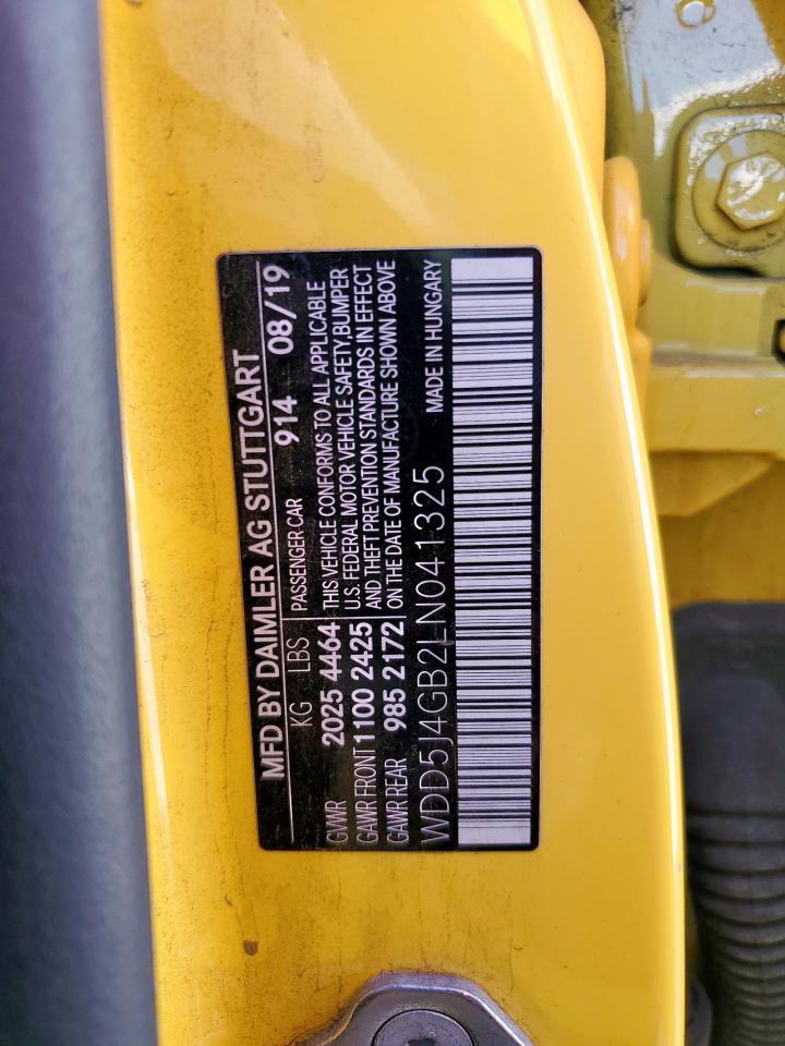 2020 Mercedes-Benz Cla 250 VIN: WDD5J4GB2LN041325 Lot: 84640005