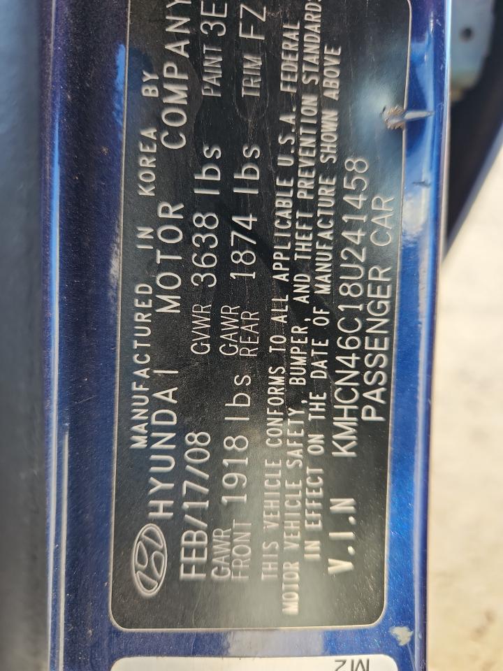 2008 Hyundai Accent Gls VIN: KMHCN46C18U241458 Lot: 81766175