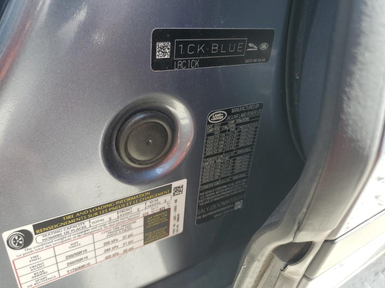 2021 Land Rover Range Rover Velar S VIN: SALYJ2EX3MA306040 Lot: 71203395