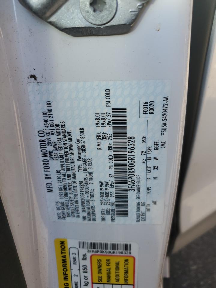 2016 Ford Fusion Titanium VIN: 3FA6P0K90GR196328 Lot: 84265305