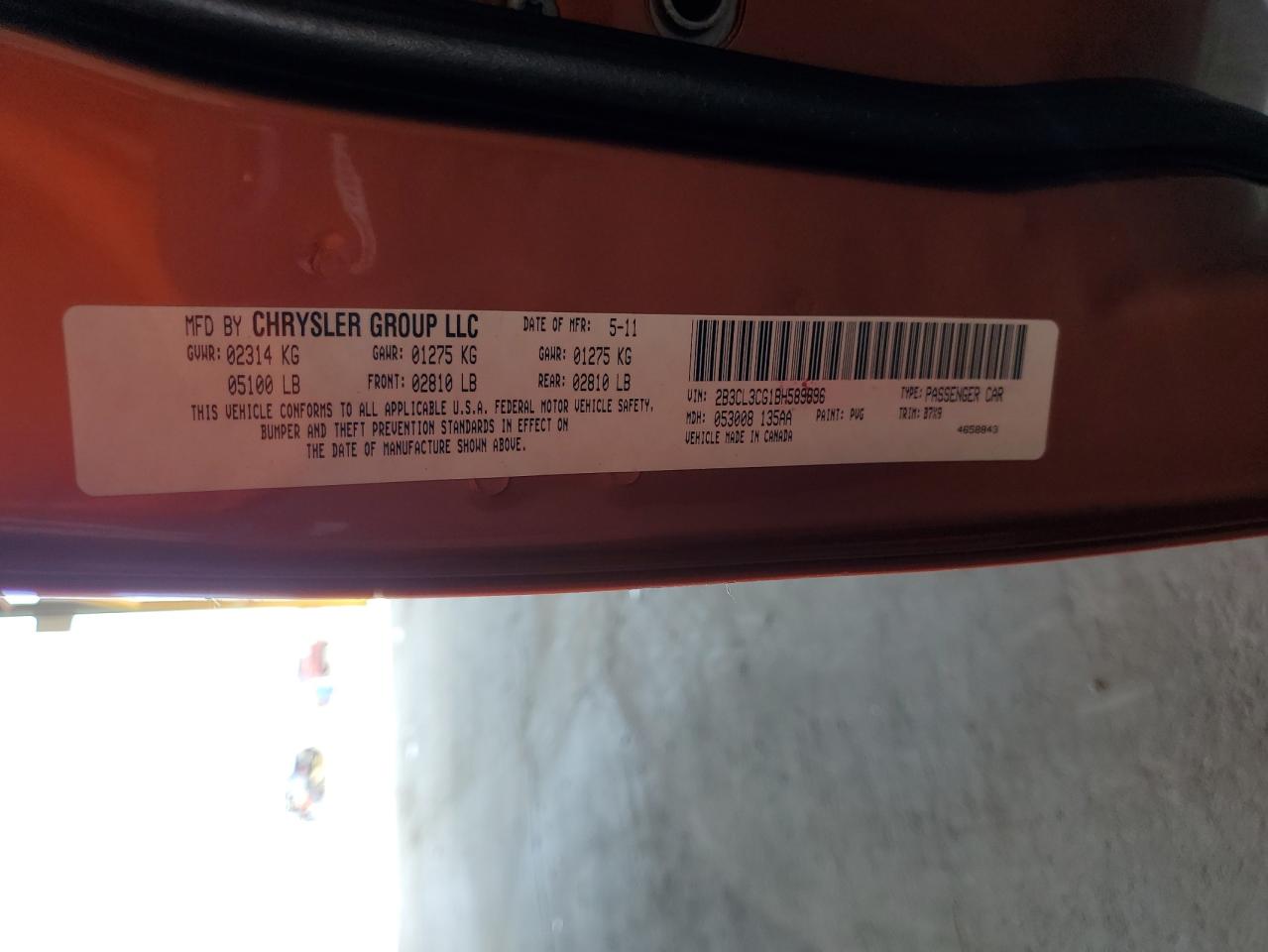 2011 Dodge Charger VIN: 2B3CL3CG1BH589896 Lot: 81692405