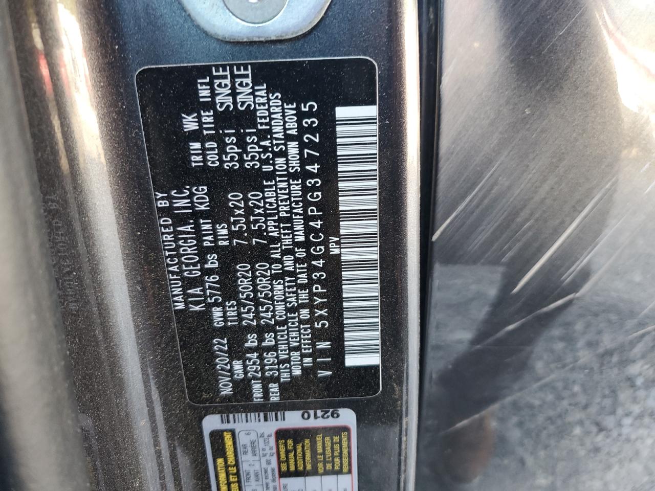 2023 Kia Telluride Ex VIN: 5XYP34GC4PG347235 Lot: 81302055