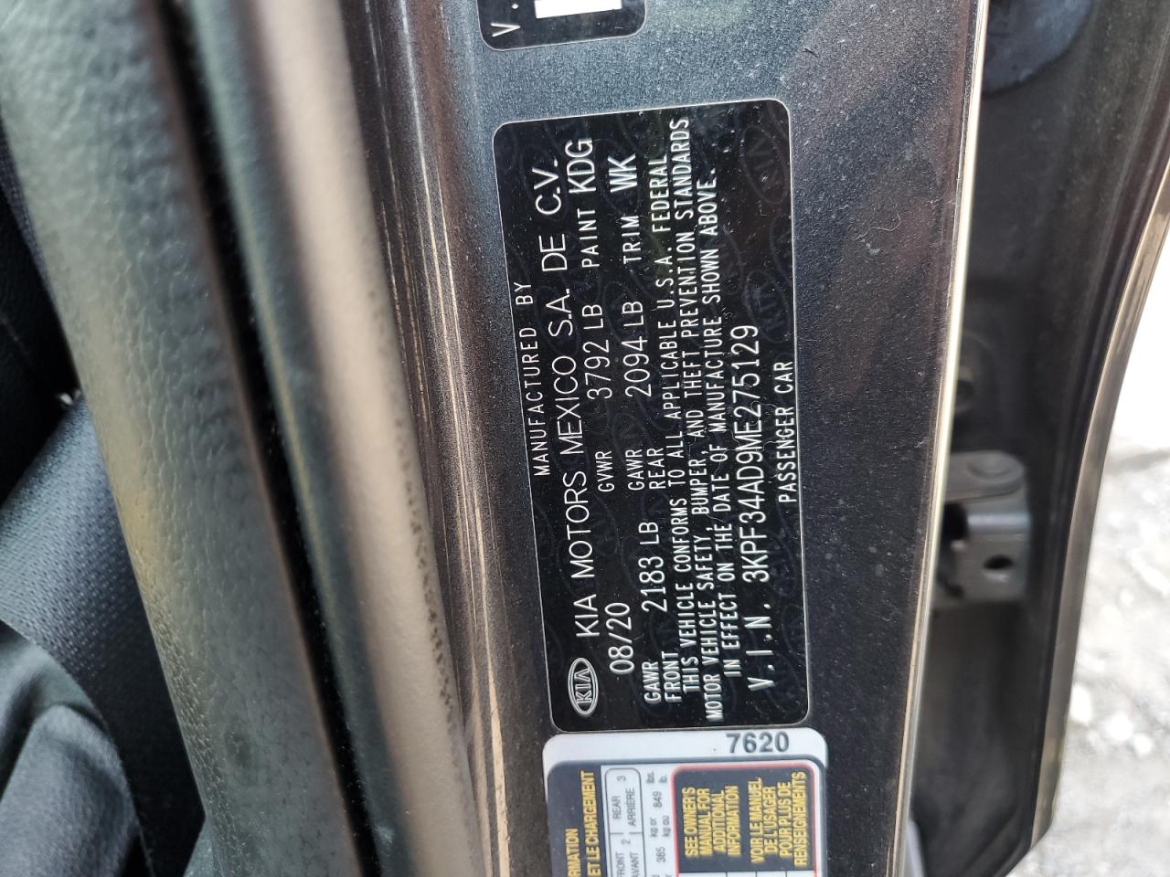 2021 Kia Forte Gt Line VIN: 3KPF34AD9ME275129 Lot: 71917775