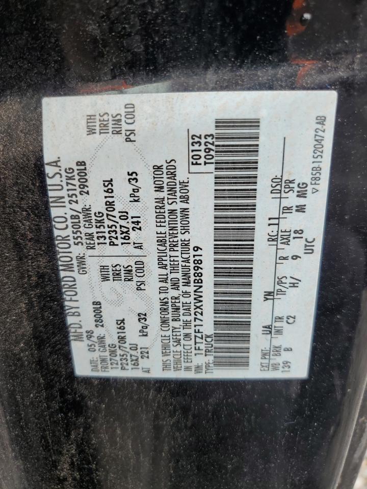 1998 Ford F150 VIN: 1FTZF172XWNB89819 Lot: 80222465