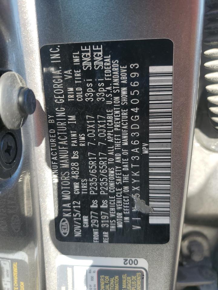 2013 Kia Sorento Lx VIN: 5XYKT3A63DG405693 Lot: 71369175