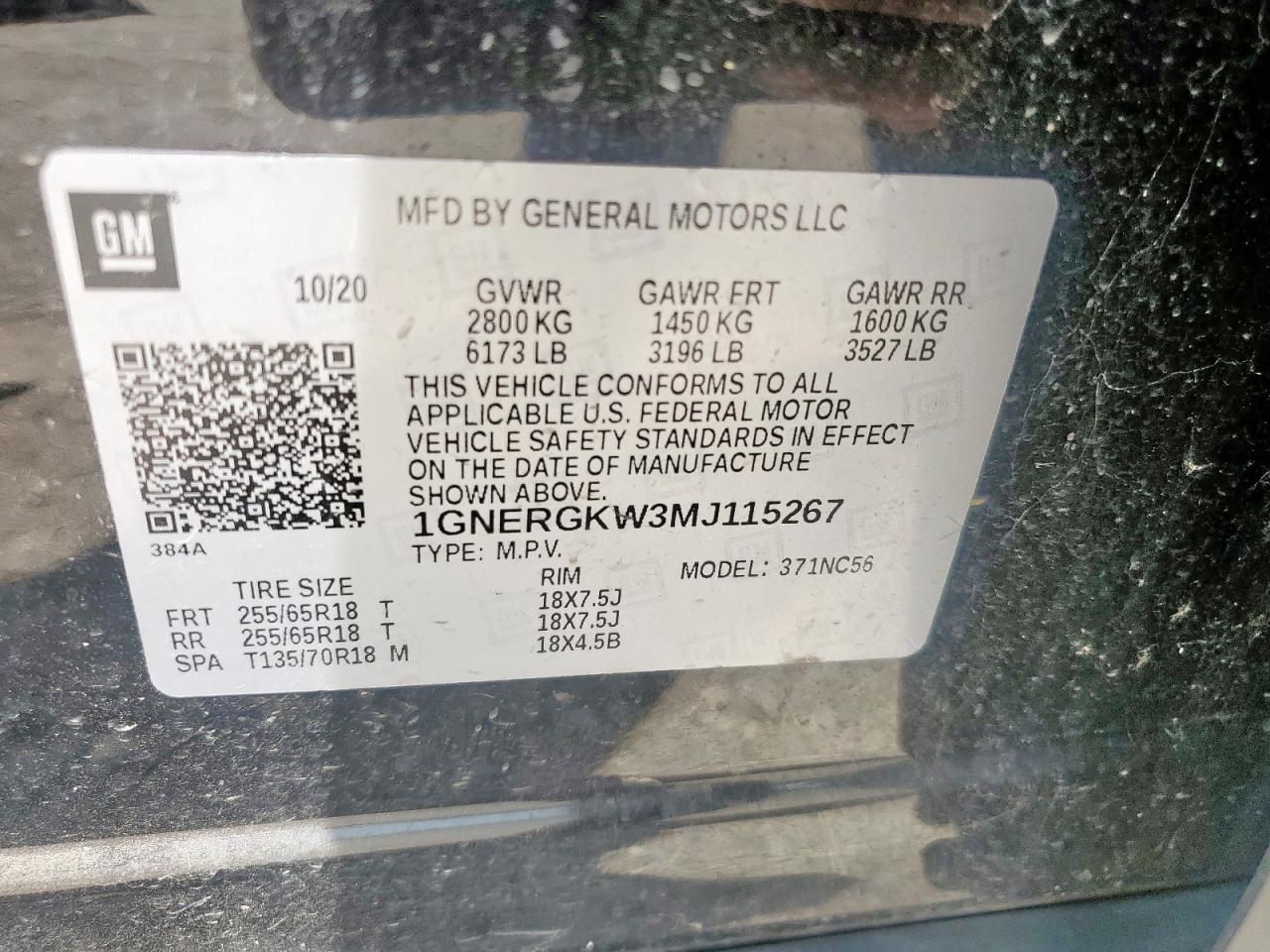 2021 Chevrolet Traverse Lt VIN: 1GNERGKW3MJ115267 Lot: 71772345