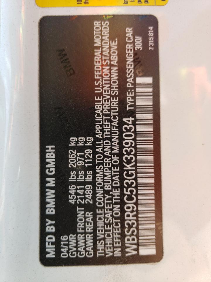 2016 BMW M4 VIN: WBS3R9C53GK339034 Lot: 80006995