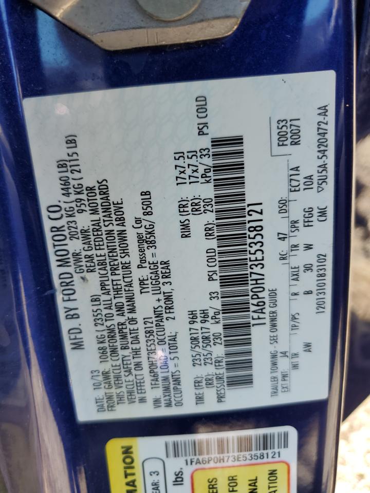 2014 Ford Fusion Se VIN: 1FA6P0H73E5358121 Lot: 70770915