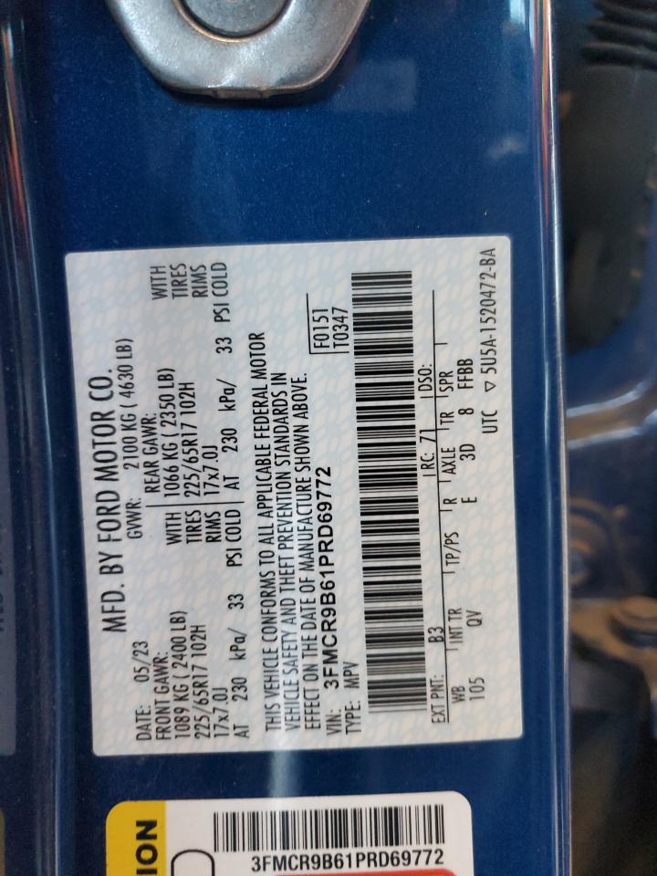 2023 Ford Bronco Sport Big Bend VIN: 3FMCR9B61PRD69772 Lot: 82127575