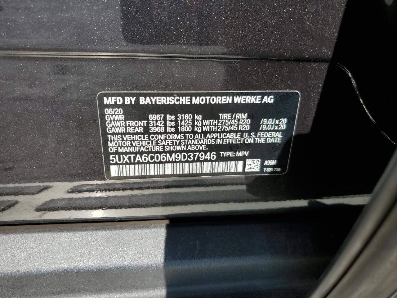 2021 BMW X5 xDrive45E VIN: 5UXTA6C06M9D37946 Lot: 81718705