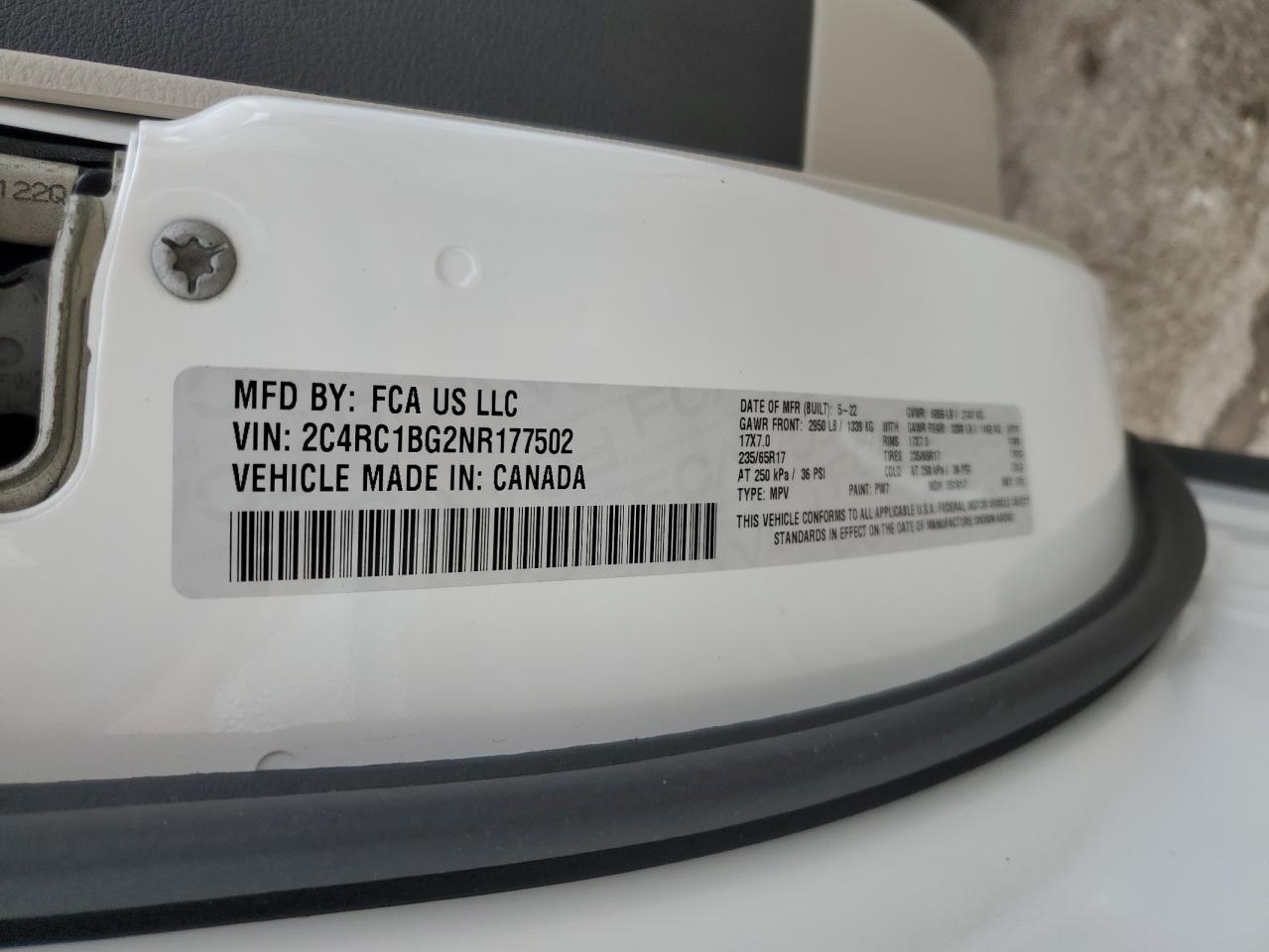 2022 Chrysler Pacifica Touring L VIN: 2C4RC1BG2NR177502 Lot: 81814115