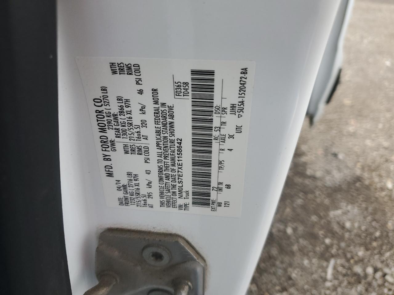 2014 Ford Transit Connect Xl VIN: NM0LS7E7XE1158642 Lot: 81307335