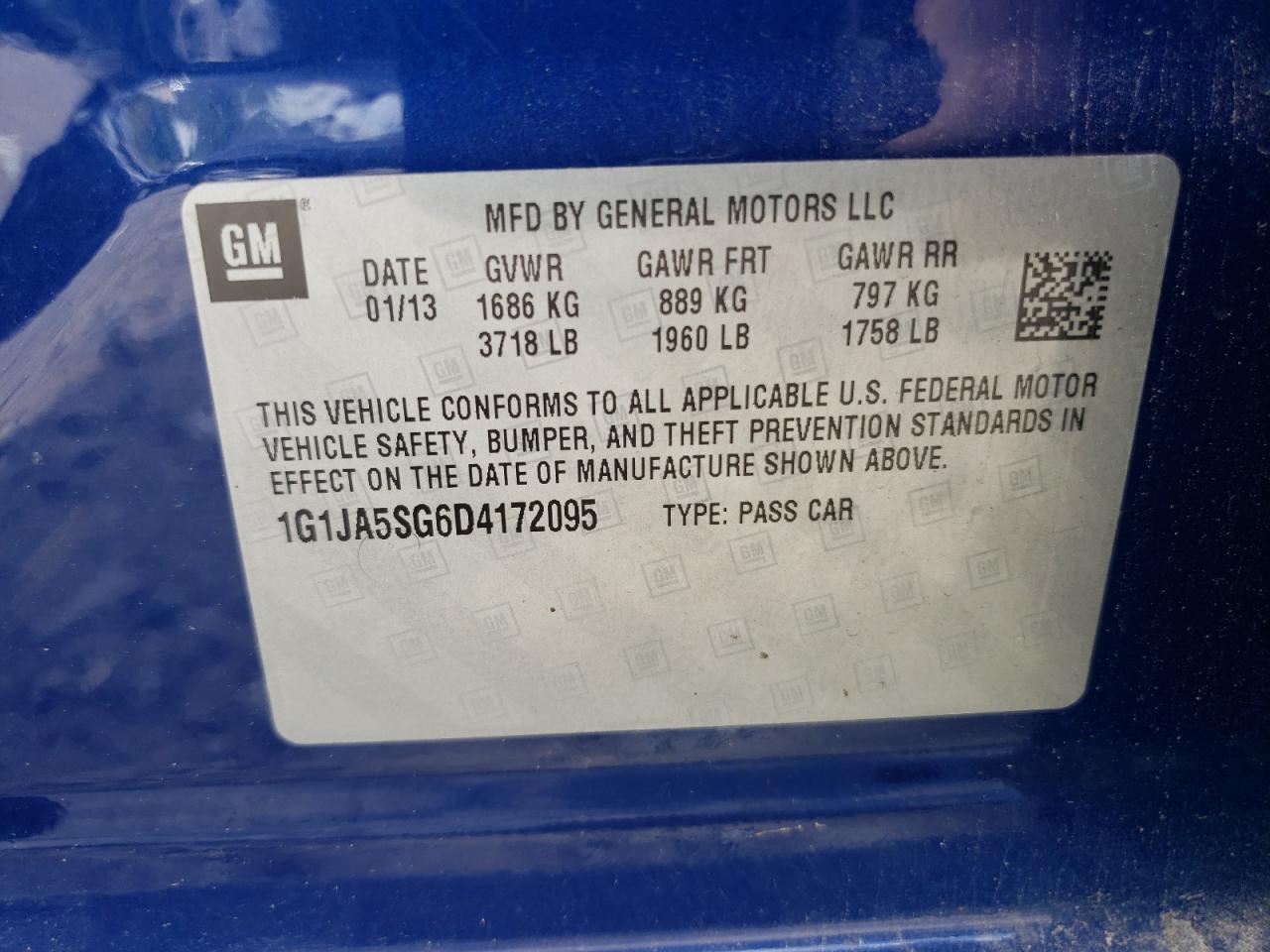 2013 Chevrolet Sonic Ls VIN: 1G1JA5SG6D4172095 Lot: 81114075