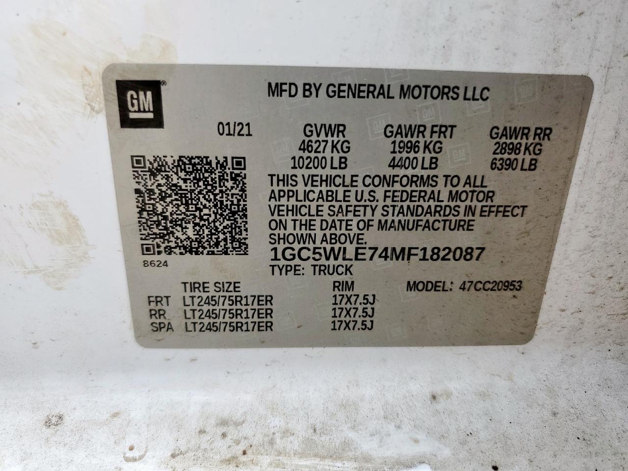 2021 Chevrolet Silverado C2500 Heavy Duty VIN: 1GC5WLE74MF182087 Lot: 80489715