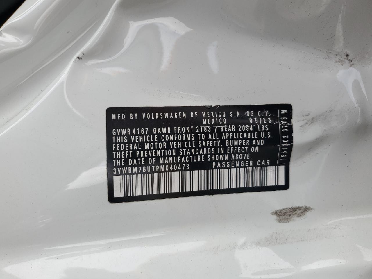 2023 Volkswagen Jetta Sport VIN: 3VWBM7BU7PM040473 Lot: 84428355