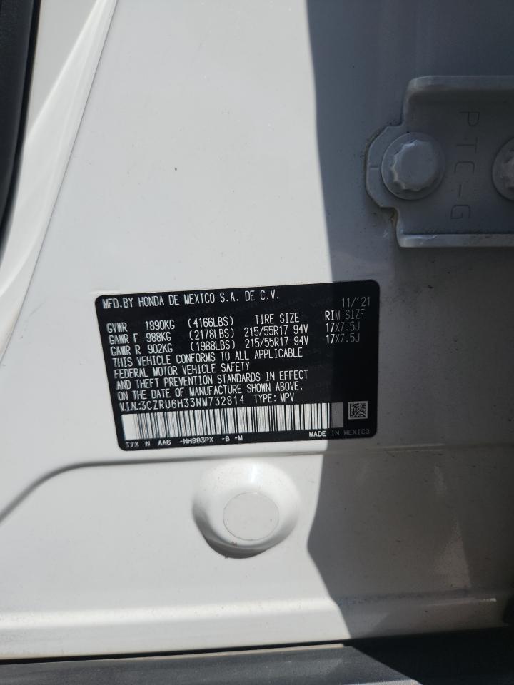 2022 Honda Hr-V Lx VIN: 3CZRU6H33NM732814 Lot: 71899425