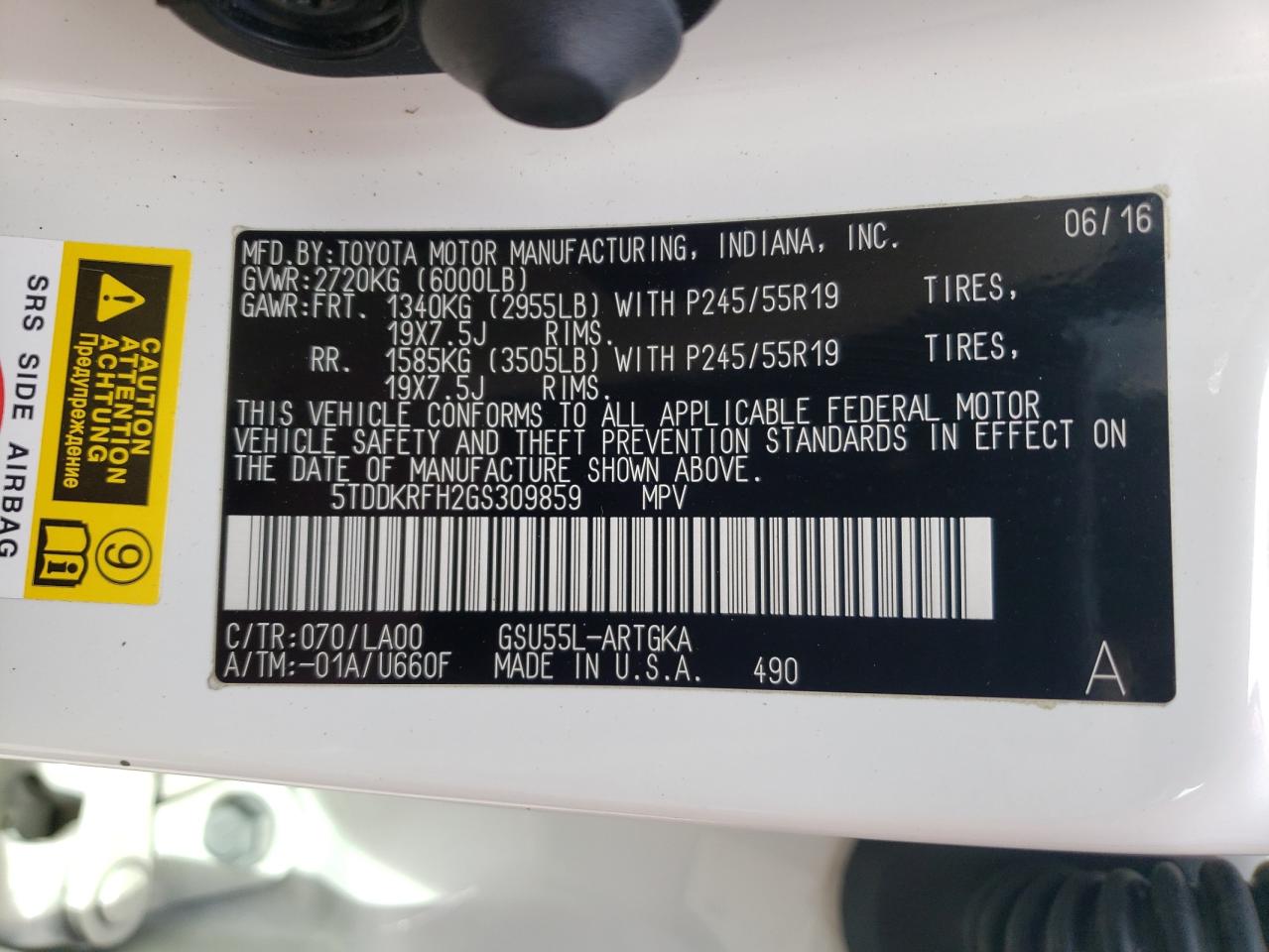 2016 Toyota Highlander Limited VIN: 5TDDKRFH2GS309859 Lot: 71668625