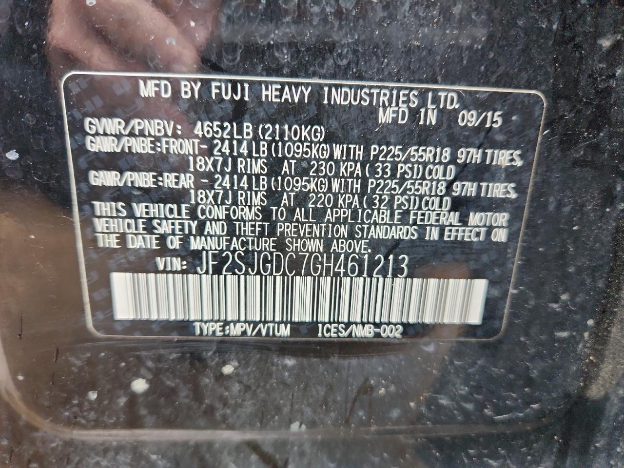 2016 Subaru Forester 2.0Xt Premium VIN: JF2SJGDC7GH461213 Lot: 84008405