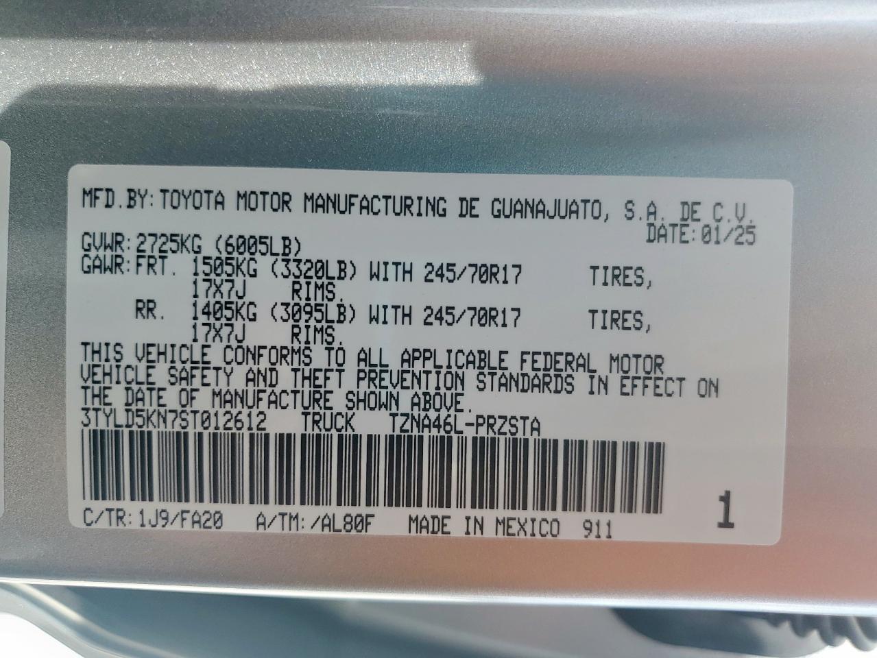 2025 Toyota Tacoma Double Cab VIN: 3TYLD5KN7ST012612 Lot: 81234075