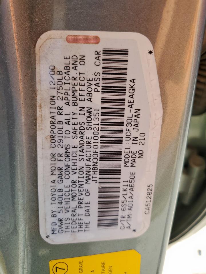 2001 Lexus Ls 430 VIN: JTHBN30F010021351 Lot: 80337995