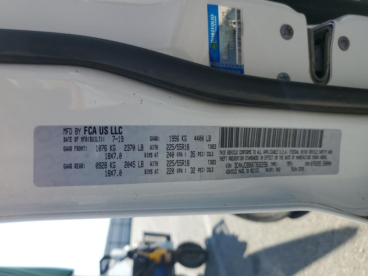 2019 Jeep Compass Latitude VIN: 3C4NJCBB6KT832256 Lot: 82064395