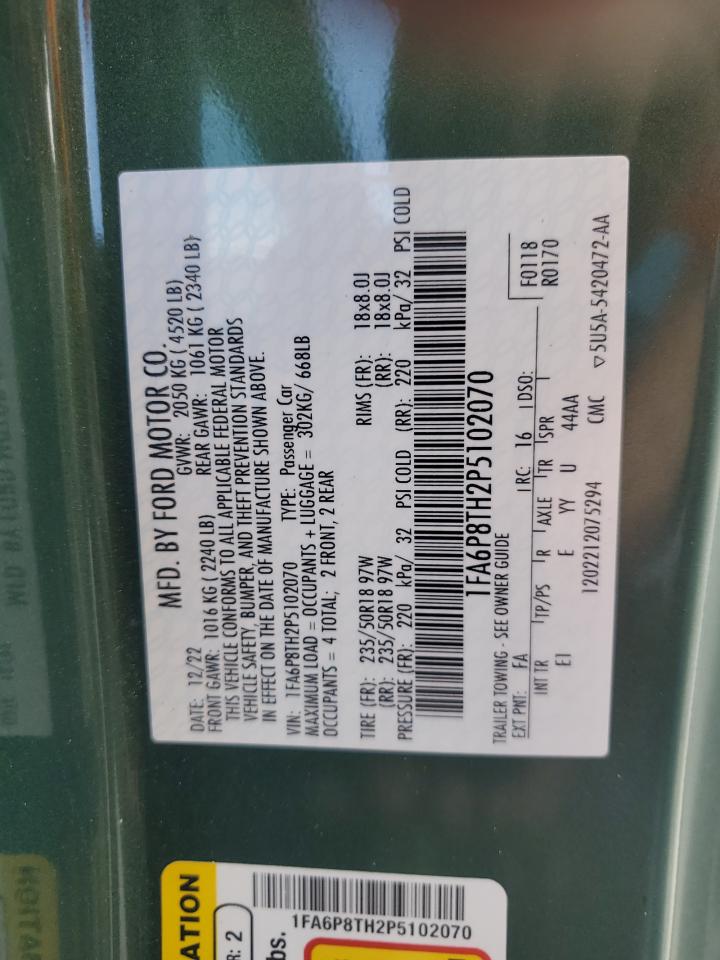 2023 Ford Mustang VIN: 1FA6P8TH2P5102070 Lot: 80559365
