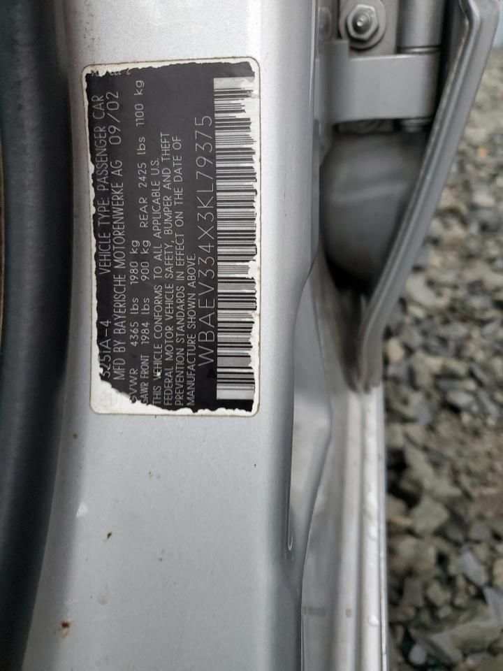 2003 BMW 325 I VIN: WBAEV334X3KL79375 Lot: 83877425