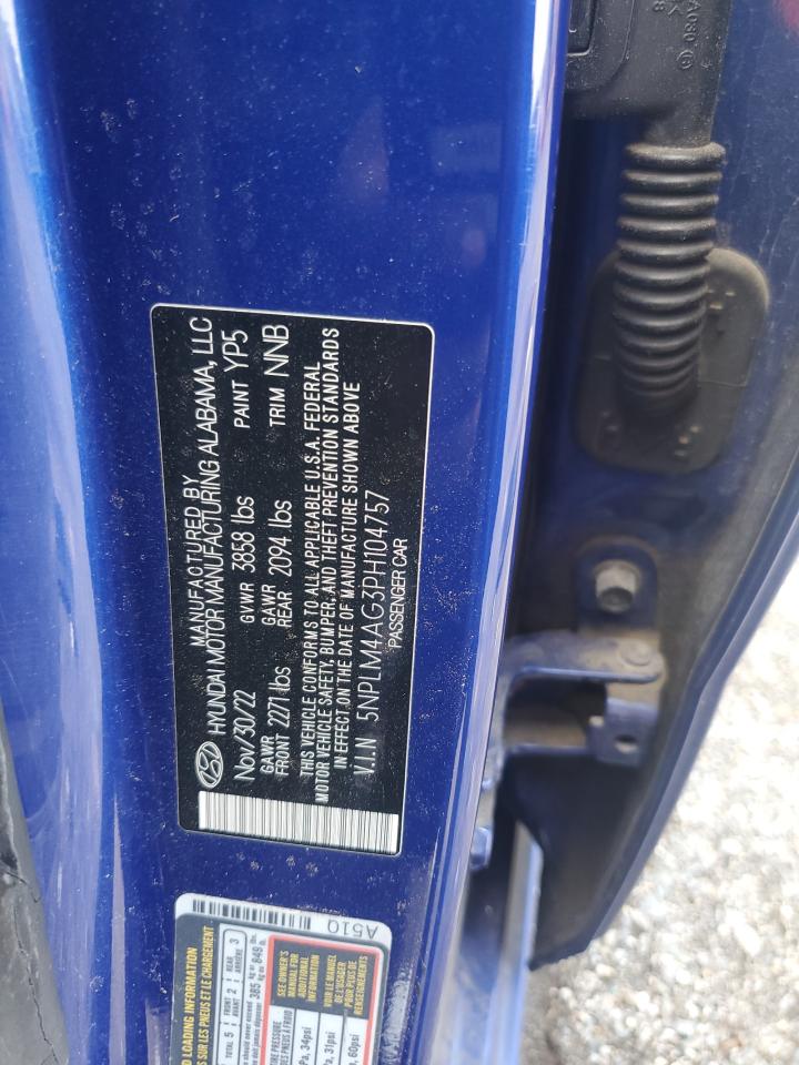 2023 Hyundai Elantra Sel VIN: 5NPLM4AG3PH104757 Lot: 81040635