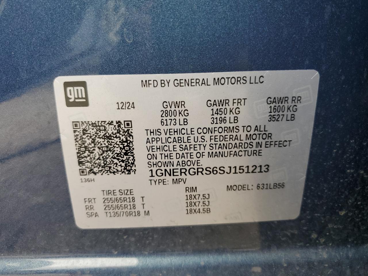 2025 Chevrolet Traverse Lt VIN: 1GNERGRS6SJ151213 Lot: 84474385