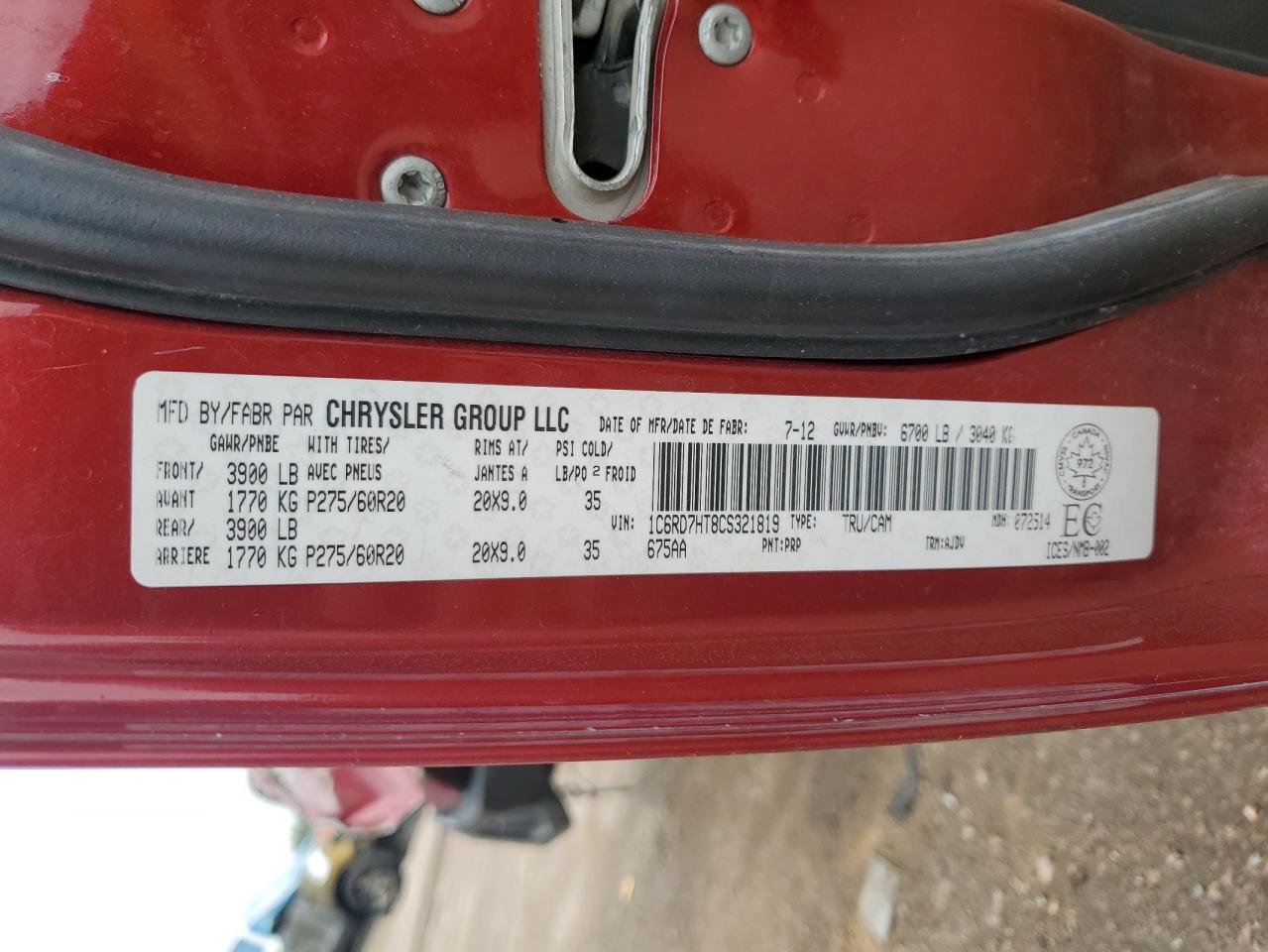 2012 Dodge Ram 1500 Sport VIN: 1C6RD7HT8CS321819 Lot: 70930175