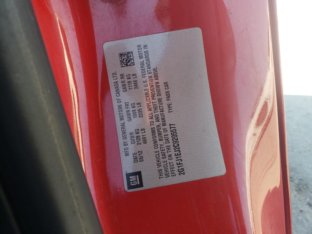 2012 Chevrolet Camaro Ss VIN: 2G1FJ1EJ2C9205577 Lot: 81242785