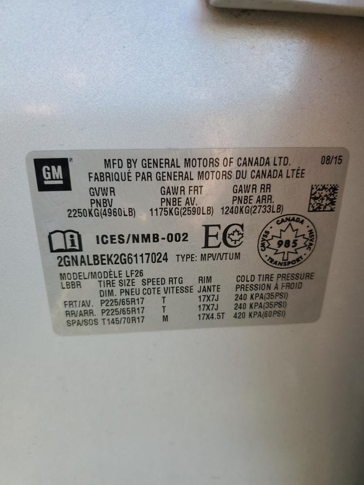 2016 Chevrolet Equinox Ls VIN: 2GNALBEK2G6117024 Lot: 81465175