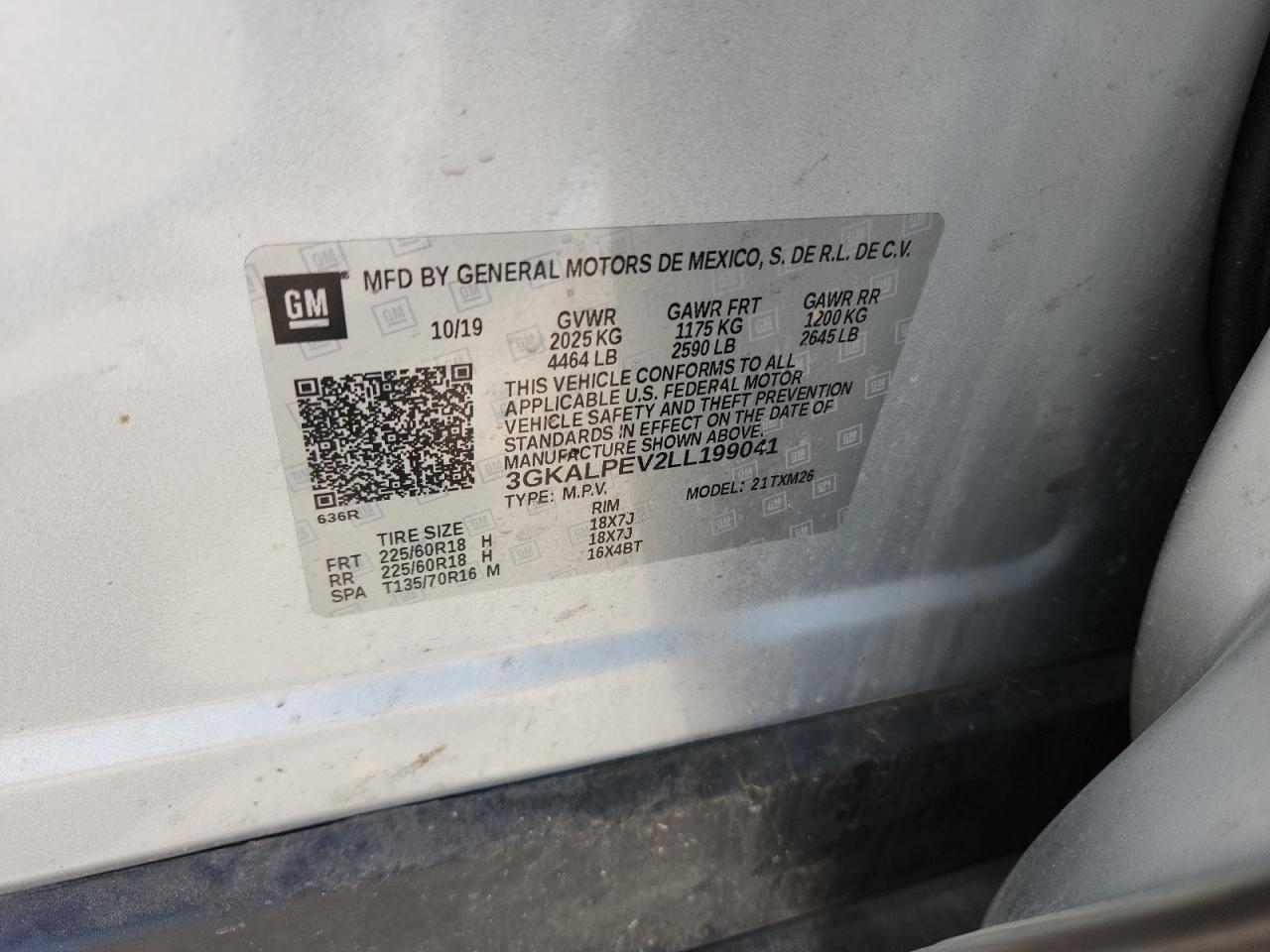 2020 GMC Terrain Slt VIN: 3GKALPEV2LL199041 Lot: 80860935